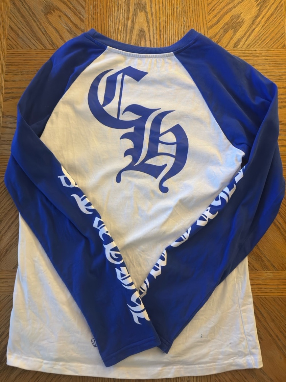 Chrome Hearts Blue and White Raglan Long-Sleeve Tee - Picture 2 of 3